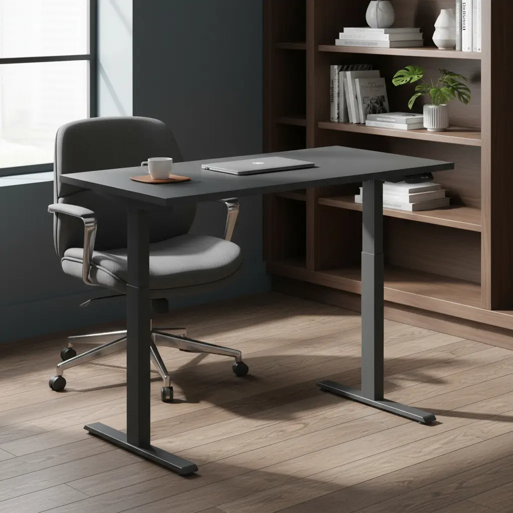 Mesa elétrica ergonômica preta com regulagem de altura 120cm